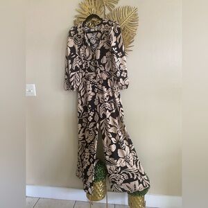 Umgee Black and Cream Patterned Jumpsuit